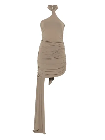 Amen Draped Mini Dress In Neutral