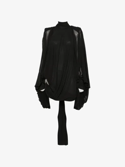 Amen Draped Mini Dress With Beads In Black