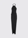Amen Maxi Dress With American Torchons And Draped Design In Black