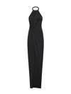 Amen Maxi Dress With American Torchons And Draped Design In Black