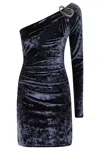 Amen Dress In C Velvet W Buckle In Navy Blue