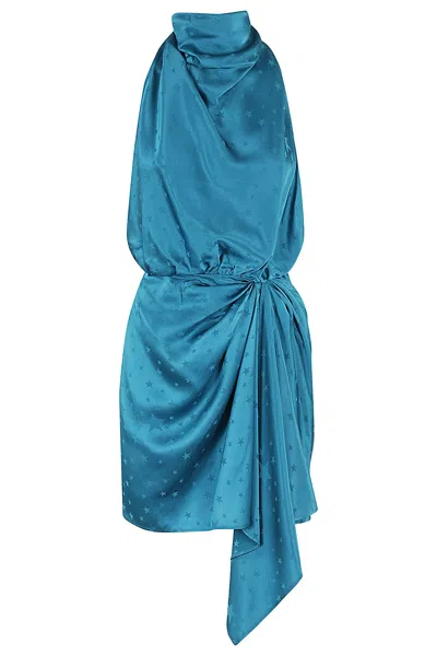 Amen Dress In Jacquard Satin In Blue