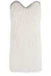Amen Fringed Mini Dress With Rhinestone Trim In White