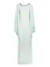 Amen Aqua Green Kaftan Dress With Crystal-embellished Neckline