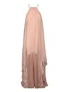 Amen Blush Silk Chiffon Halter Dress