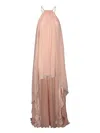 Amen Blush Silk Chiffon Halter Dress