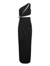 Amen Lycra One-shoulder Draped Ring Mini Dress In Black