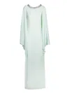 Amen Aqua Green Kaftan Dress With Crystal-embellished Neckline In Green