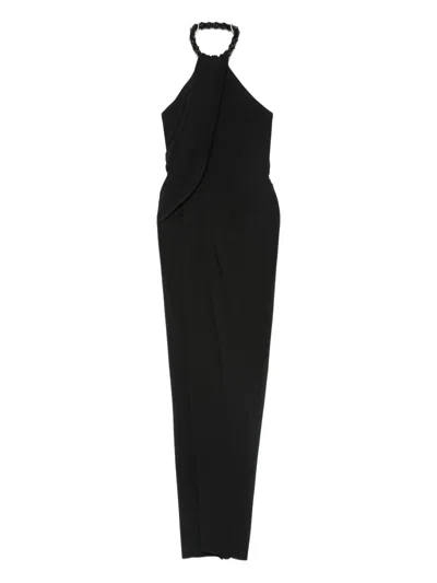 Amen Embellished Halterneck Maxi Dress In Black