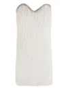 Amen Fringed Mini Dress With Rhinestone Trim In White
