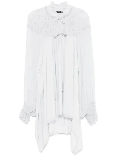 Amen Floral-appliqué Blouse In Blue