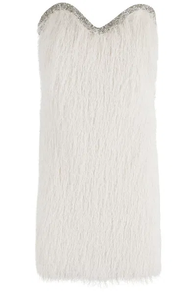 AMEN FRINGED MINI DRESS WITH RHINESTONE TRIM