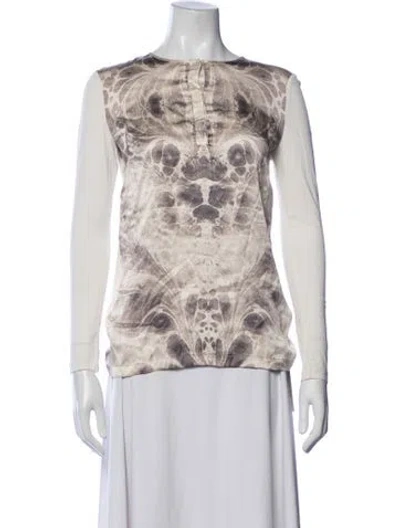 Pre-owned Amen Graphic Print Crew Neck Top W/ Tags In Neutrals