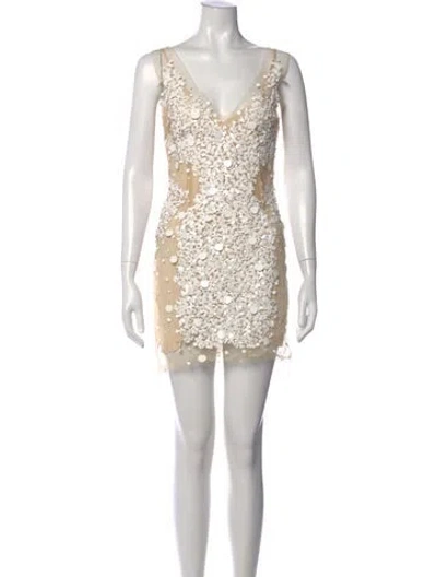 Pre-owned Amen Graphic Print Mini Dress In Yellow