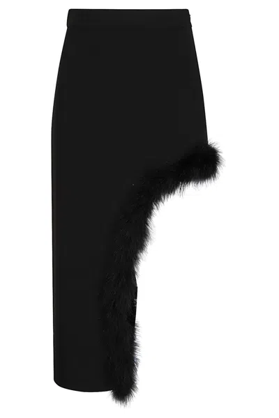 Amen High-waisted Asymmetrical Feathers Skirt