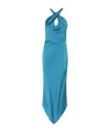 Amen Long Dress In Jacquard Satin In Blue