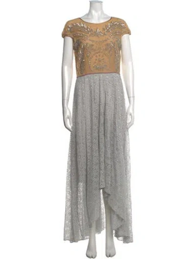 Pre-owned Amen Lace Pattern Long Dress In Grey