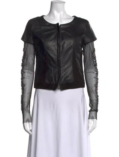 Pre-owned Amen Leather Crew Neck Top In Black