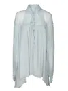 Amen Light Blue Silk Chiffon Blouse