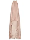 Amen Blush Silk Chiffon Halter Dress