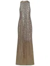 Amen Sand-colored Tulle Dress With Silver Sequins Embellishment