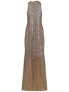 Amen Sand-colored Tulle Dress With Silver Sequins Embellishment In Beige