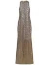 Amen Sand-colored Tulle Dress With Silver Sequins Embellishment In Beige