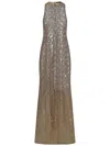 Amen Sand-colored Tulle Dress With Silver Sequins Embellishment In Beige