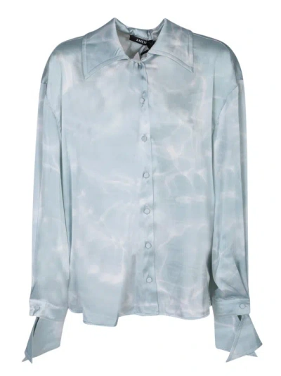 AMEN LONG-SLEEVE SATIN SHIRT WITH A MARBLED EFFECT