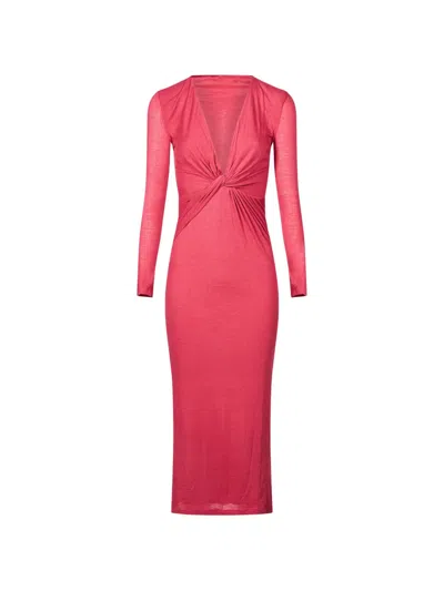 Amen Longuette Knot-detail V-neck Maxi Dress In Red