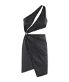 Amen Lycra One-shoulder Draped Ring Mini Dress In Black