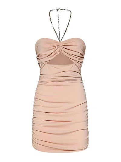 Amen Nude Pink Mini Dress In Gathered Jersey