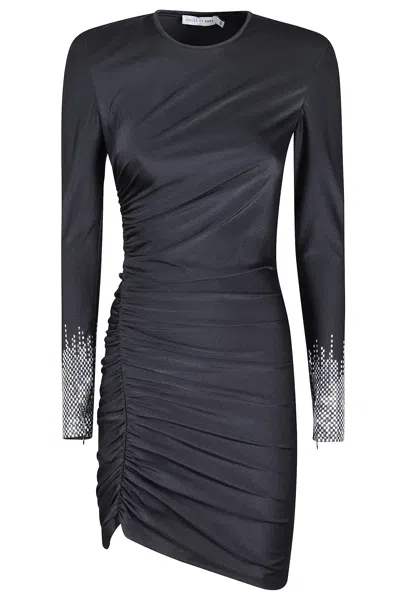 Amen Nylon Knitted Dress In Black Crystal