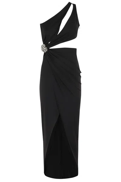 Amen One-shoulder Black Dress With Rhinestone Details