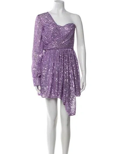 Pre-owned Amen One-shoulder Mini Dress W/ Tags In Purple