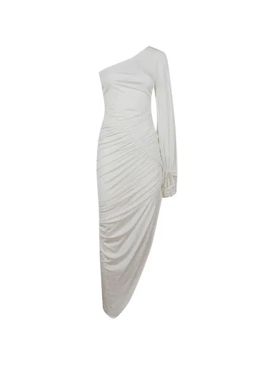 Amen One-shoulder Ruched Maxi Dress In White