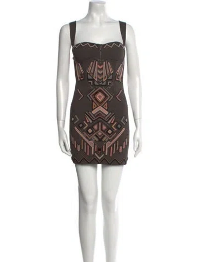 Pre-owned Amen Printed Mini Dress In Brown