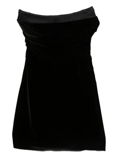Amen Ruched Strapless Dress In Black