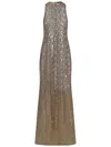 Amen Sand-colored Tulle Dress With Silver Sequins Embellishment