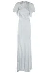 Amen Satin Dress With Swarovski Accents In Blue