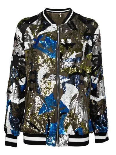 Pre-owned Amen Sequin-embellishment Bomber Jacket In Green