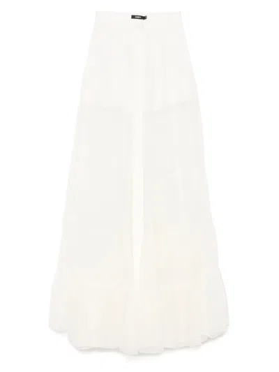 Amen Silk Chiffon Maxi Skirt In White