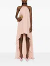 Amen Blush Silk Chiffon Halter Dress In Rosa