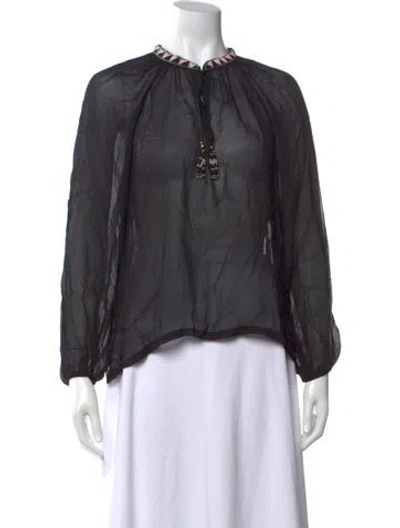 Pre-owned Amen Silk Tie Neck Blouse In Grey