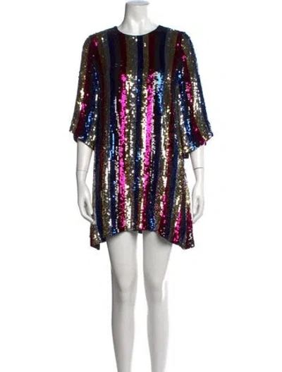 Pre-owned Amen Striped Mini Dress In Black