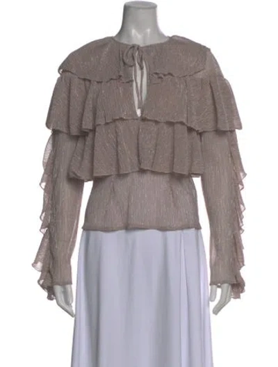 Pre-owned Amen Tie Neck Long Sleeve Blouse