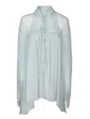 Amen Light Blue Silk Chiffon Blouse
