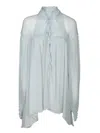 Amen Light Blue Silk Chiffon Blouse