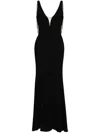 Amen V-plunge Fishtail Gown In Black