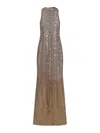 Amen Sand-colored Tulle Dress With Silver Sequins Embellishment In Beige